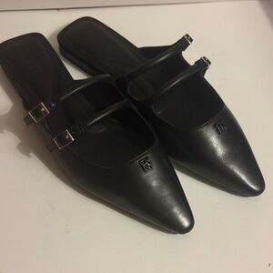 DKNY Black Double Strap Mules